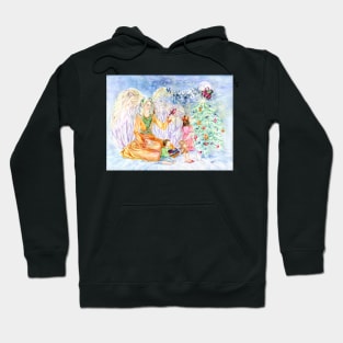 Christmas Tidings Holly Angel Hoodie